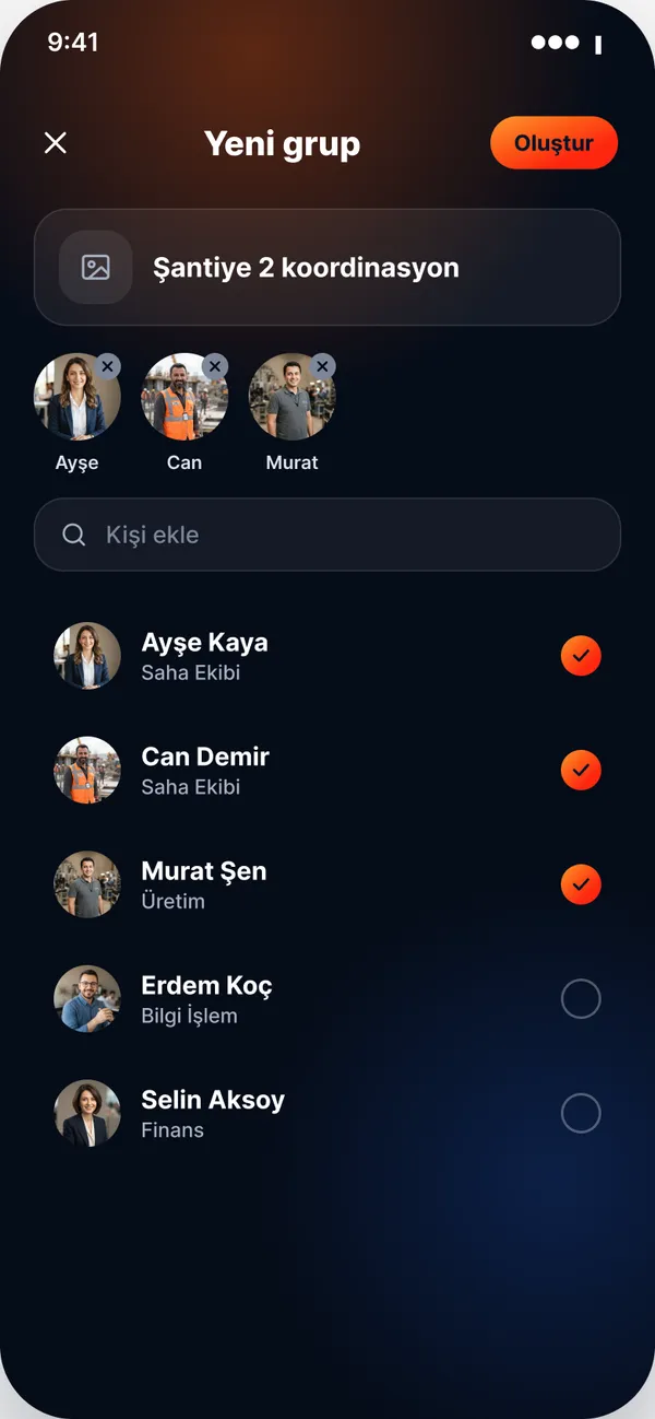Intranet Bizz — Mobil · Yeni grup