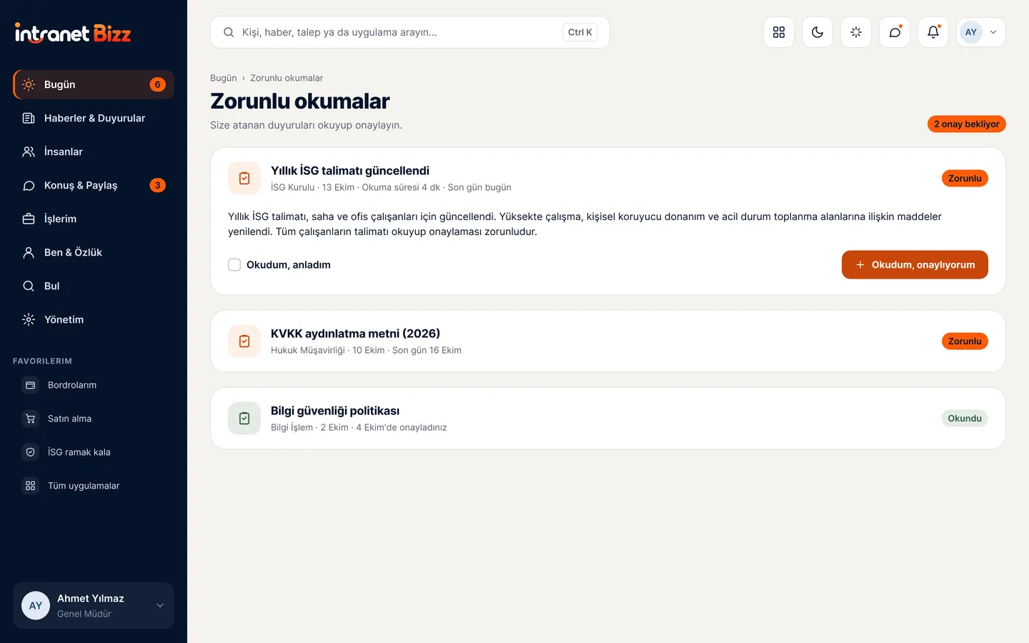 Intranet Bizz — Zorunlu okumalar