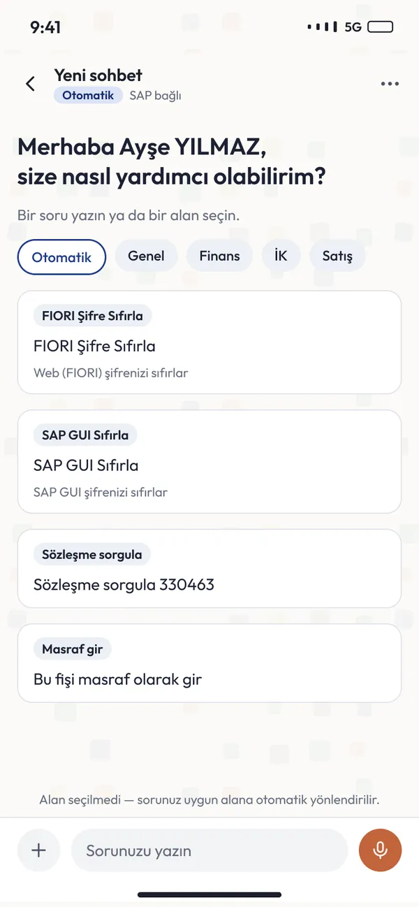 Bizz AI Workspace — Mobil · Sohbet