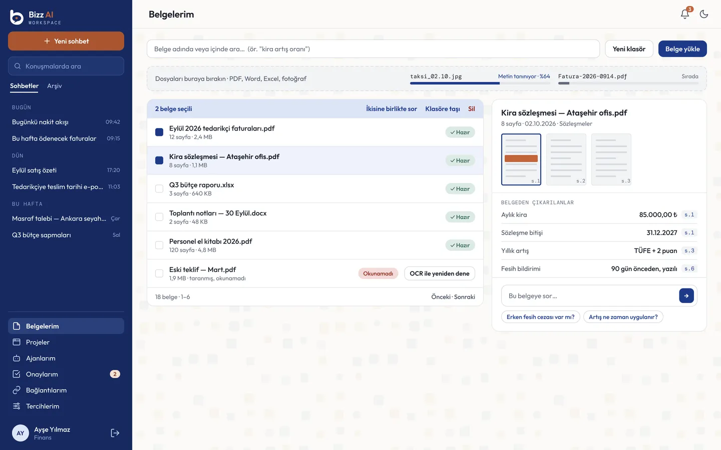 Bizz AI Workspace — Belgelerim